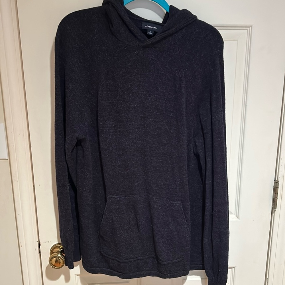 Jcrewjeans men’s hooded long sweatshirt/sweater. Size large 85%cotton/15%wool
